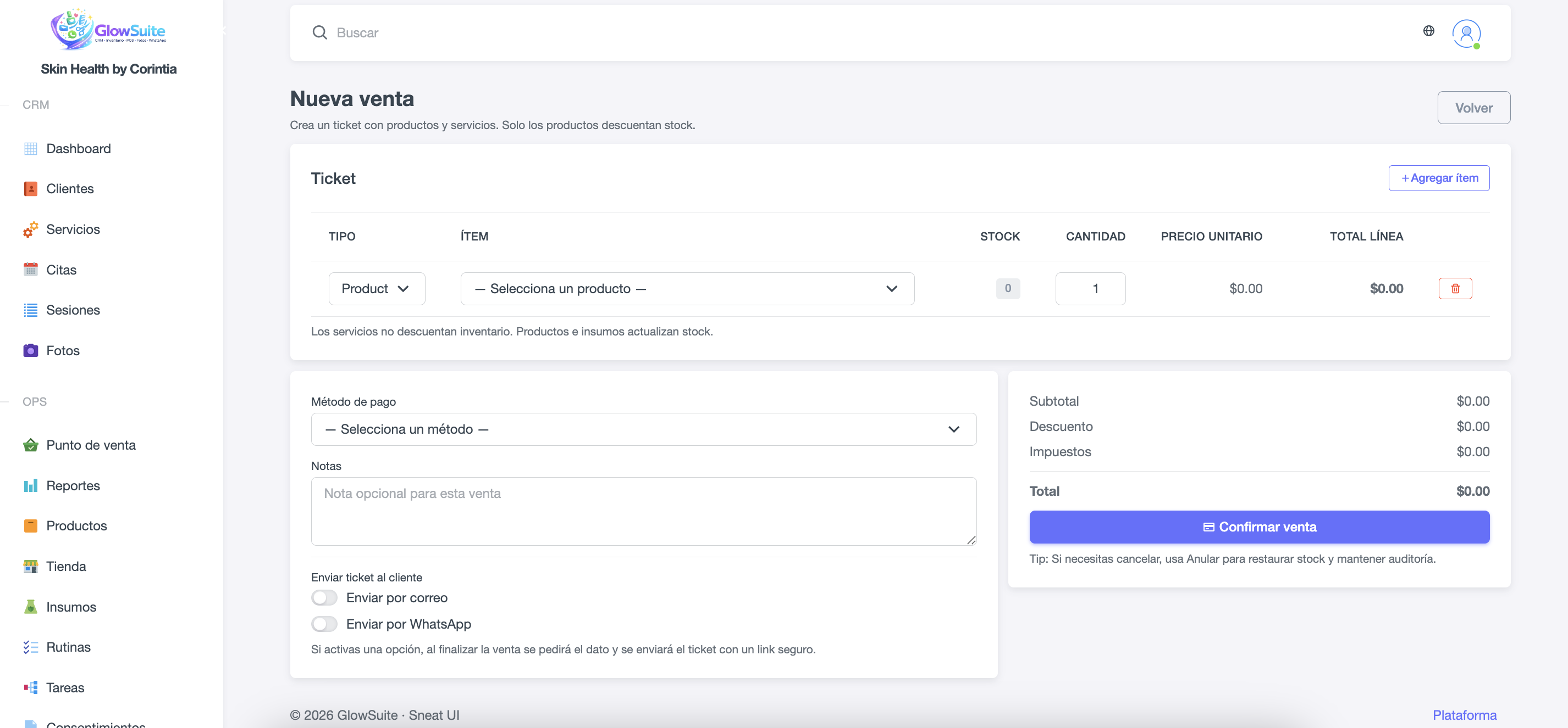 GlowSuite - Pantalla 3
