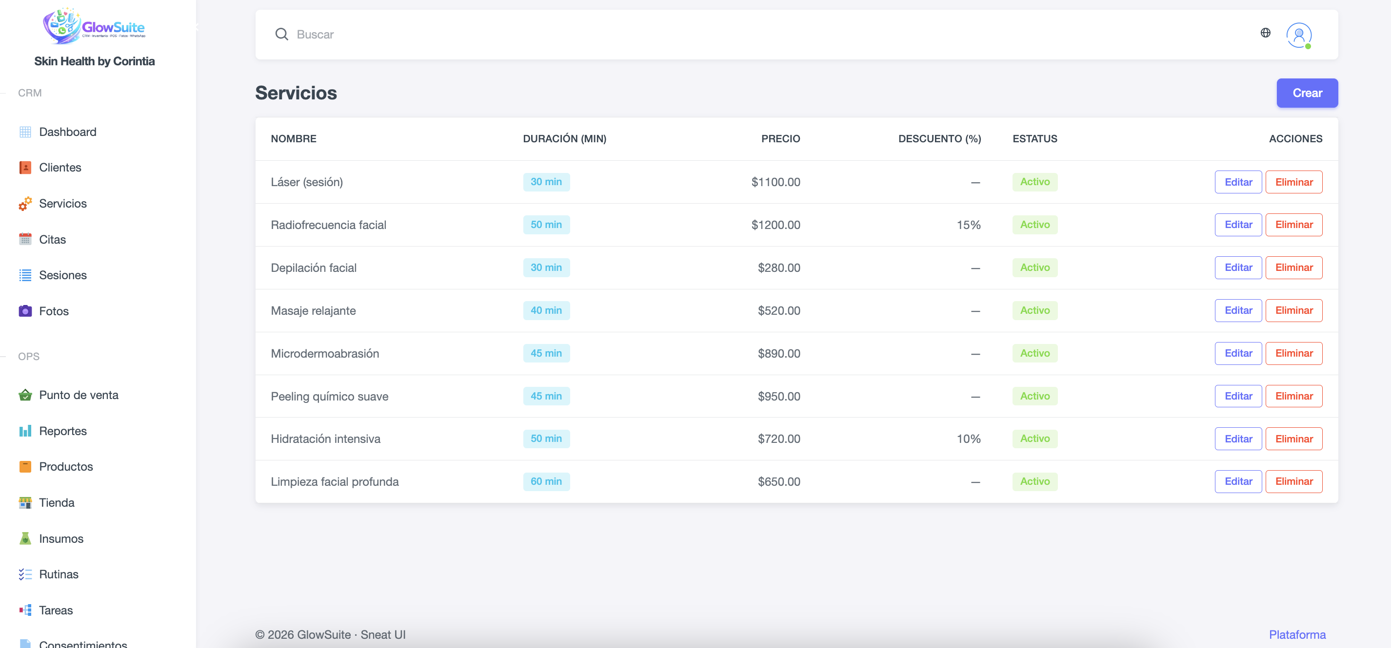 GlowSuite - Pantalla 6